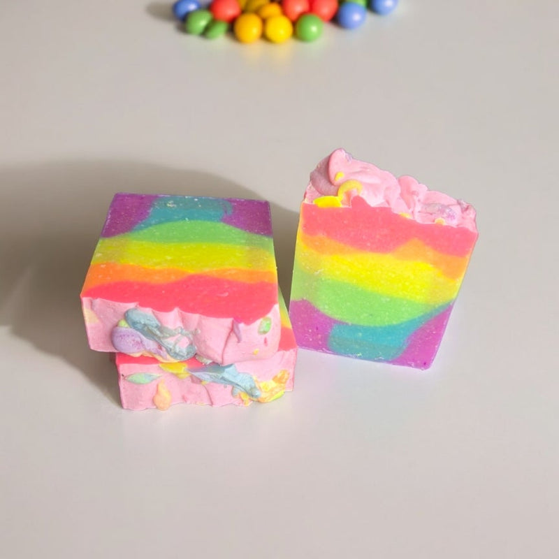 Skittlishious Soap — colorful rainbow handmade soap bars from Nature’s Mercantile
